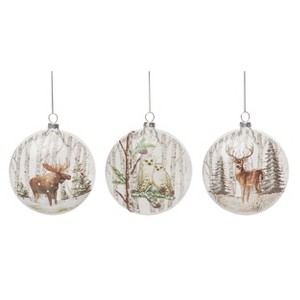 Transpac Glass 4.5 in. Multicolored Christmas Forest Critter Ornament Set of 3 - 1 of 4