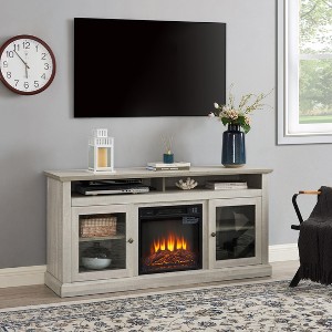 Sapphtopaz Modern TV Stand Furniture for TVs Up to 65" Storage Cabinet with 2 Glass Cabinets TV Console with Open and Closed Storage Space - 1 of 4