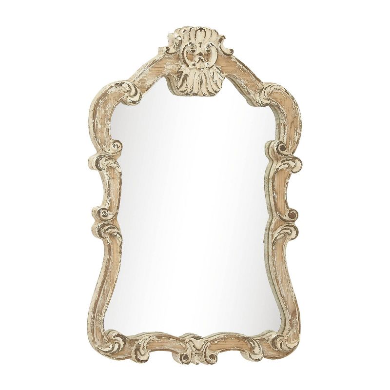 Wood Carved Acanthus Wall Mirror with Arched Top and Distressing Cream - Olivia &#38; May, 1 of 23