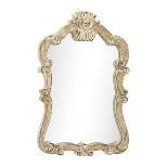 Wood Carved Acanthus Wall Mirror with Arched Top and Distressing Cream - Olivia & May