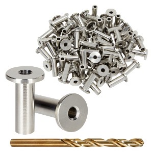 Built Industrial 80 Pack Steel Sleeves for 1/8" Wire Rope Cable Railing System, 0.5 x 0.8 in - 1 of 4