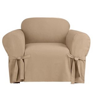 Heavyweight Cotton Duck Chair Slipcover Khaki - Sure Fit, Green