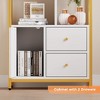 62" Gold 4-Tier Bookshelf with 3 Drawers & Door, White Gold Metal Bookcase Display Storage Cabinet for Living Room & Office - 4 of 4