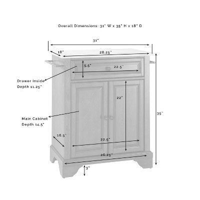 Lafayette Gray Granite Top Mahogany Kitchen Island Cart