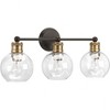 Progress Lighting Hansford 3-Light Bath Vanity Fixture, Polished Nickel, Clear Spherical Shade - image 4 of 4