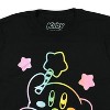 Seven Times Six Kirby T-Shirt Men's Video Game Character Rainbow Outline Short Sleeve Top Black - 3 of 4