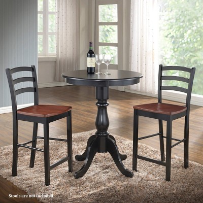 Black 30" Round Wood Pedestal Bar Table