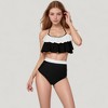 Anna-Kaci Swim Women's Ruffle Flounce Bikini Top and High Waist Bottom Two-Piece Swimsuit with Contrast Trim - 2 of 4