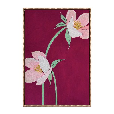 Blushing Sisters Gold Framed Botanical Canvas Print, 23x33