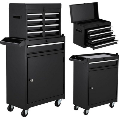 Large Tool Box,5 Drawer Black Rolling Tool Chest On Wheels with Snap on Tool Box Top Chest,Locking Mechanic Tool Cabinets