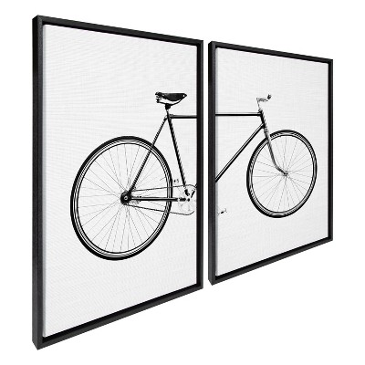 Set of 2 Black Bicycle Canvas Prints with Frames