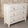 Vintage White Drawer Chest with Ornate Carved Design and Three Spacious Drawers, Rustic Storage Solution, 1pc - 3 of 4