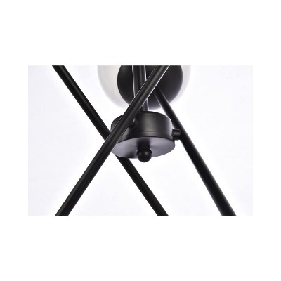 Sleek Zigzag 6-Light Sputnik Chandelier with Black Iron and White Glass