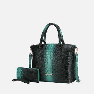 MKF Collection Frankie Halloween Gradient Faux Crocodile-Embossed Women’s Satchel Handbag with Matching Wallet by Mia K - 1 of 4