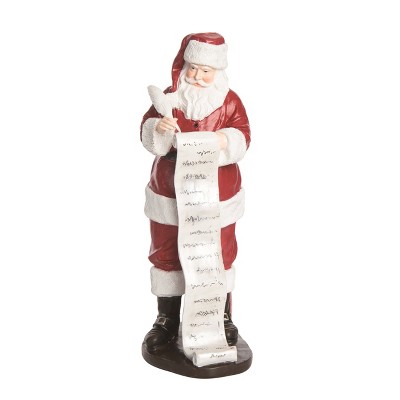 Transpac Resin 14.75 in. Multicolor Christmas Santa With List Decor