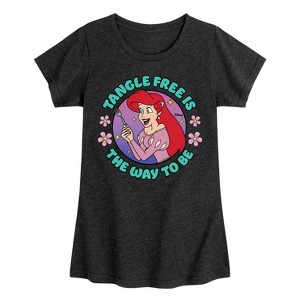 Girls' - Disney Princess - Ariel Tangle Free Is the Way to Be Fitted Short Sleeve Graphic T-Shirt - 1 of 4