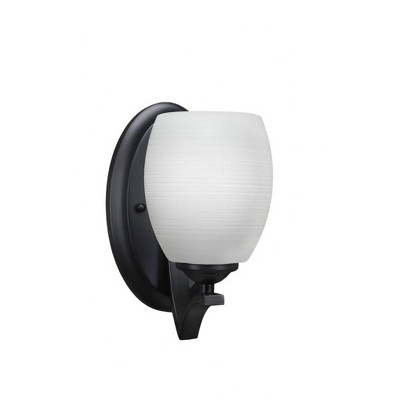 Toltec Lighting Zilo 1 - Light Sconce in  Matte Black with 5" White Linen  Shade