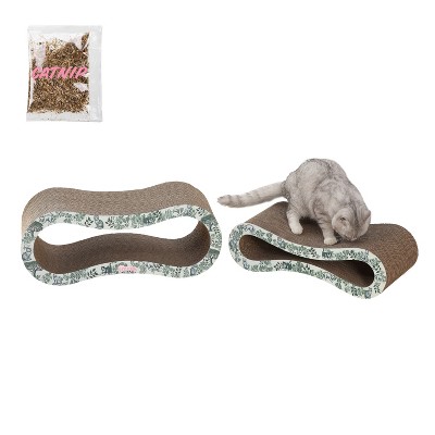THE LICKER STORE Suvi Modern Cardboard Infinity 2-in-1 Lounge Bed Cat Scratcher with Catnip