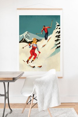 The Whiskey Ginger Retro Skiing Couple 8" x 10" Art Print and Hanger - Society6