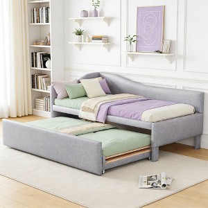 Luxystar Twin Size L-Shaped Upholstered Daybed with Pop Up Trundle for Living Room - 1 of 4