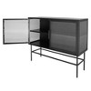 Modern Console Table with Fluted Glass Doors and Adjustable Shelf for Dining and Living Room Storage - 3 of 4