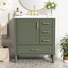 Vynxaria 30-Inch Green Bathroom Vanity - Ceramic Sink, Soft-Close Door (Built-in Shelf), 3 Drawers, Modern Functional for Small Bathrooms - 2 of 4