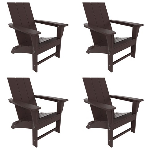 WestinTrends Ashore HDPE Folding Adirondack Chair Set of 4 Dark Brown