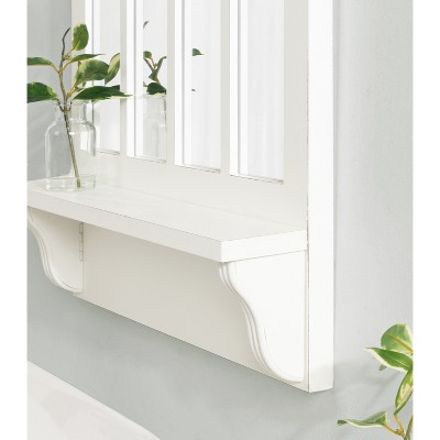Coastal White Arched Wall Mirror with Vintage Shelf, 21x36