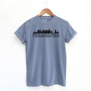 Simply Sage Market Women's Philadelphia Buildings Short Sleeve Garment Dyed Tee - 1 of 2