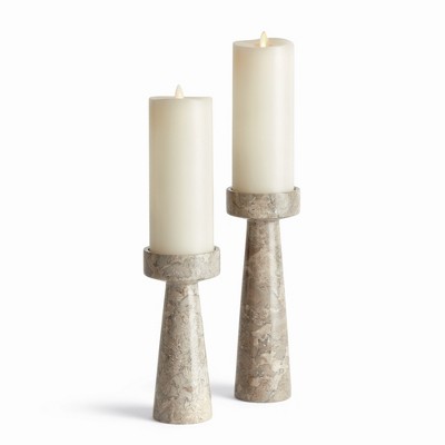 Plum & Post Terrene Candle Stands, Set of 2 - Gray & White Marble