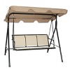 Costway 3 Person Outdoor Patio Swing Canopy Awning Yard Furniture Hammock Steel Beige - 2 of 4