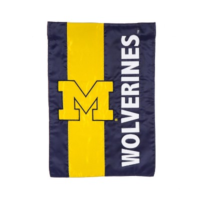 Team Sports America University Of Michigan Outdoor Safe Double-Sided Embroidered Logo Applique Garden Flag, 12.5 x 18 in