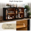 4-Door Large Storage Buffet Cabinet with Glass Doors,Arched Accent Cabinet with Adjustable Shelves & Cable Hole,Solid Wood,Sideboard Storage - 3 of 4