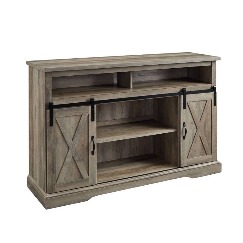 Transitional Sliding Barndoor Highboy TV Stand for TVs up to 58" - Saracina Home, 1 of 17