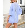WhizMaxWomen's Cardigan Open Front Chiffon 3/4 Sleeve Cardigan Casual Sheer Beach Cover Ups - 2 of 4