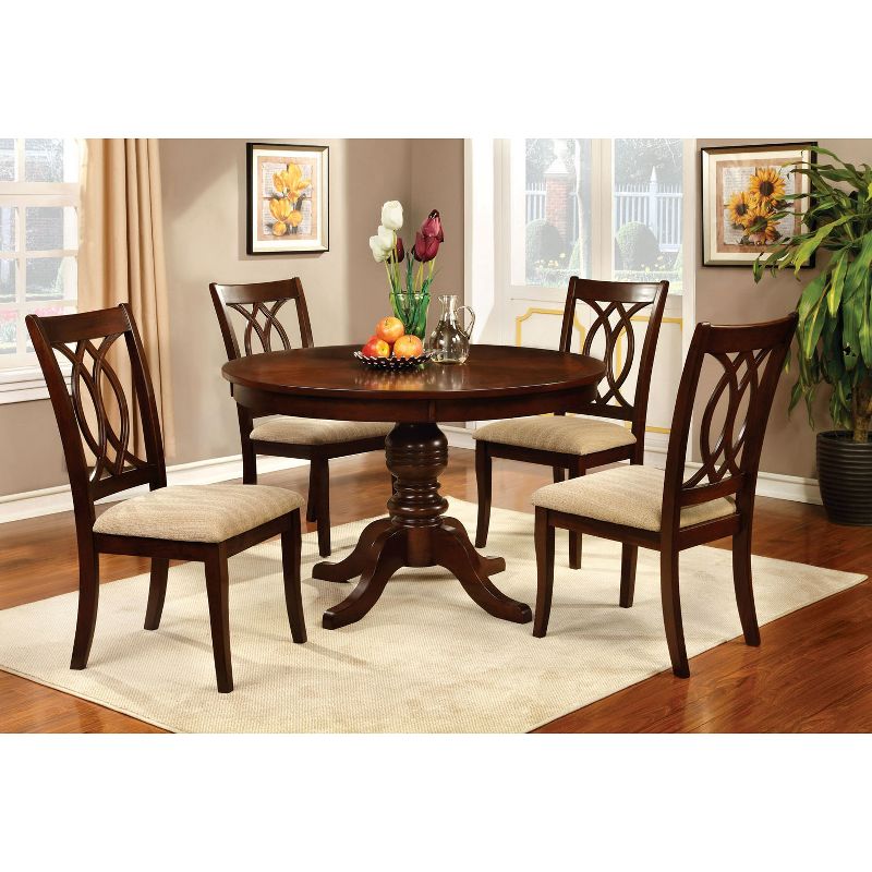 Round Table Top with Pedestal Dining Table Wood/Brown Cherry - HOMES: Inside + Out, 3 of 8