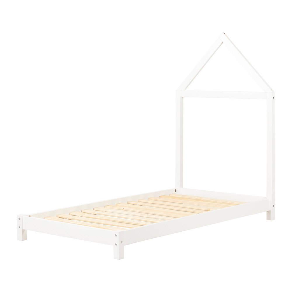 Photos - Bed Sweedi Kids'  with House Frame Headboard Pure White - South Shore