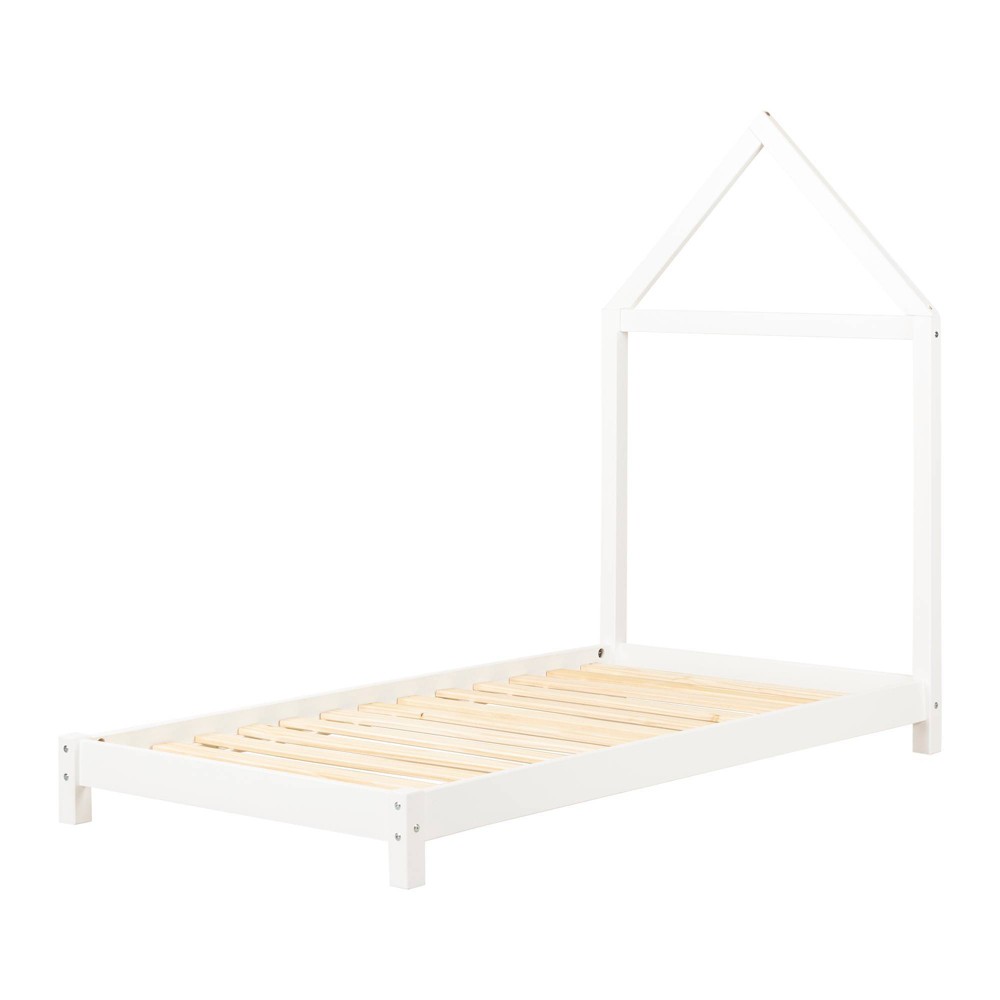Photos - Bed Frame Sweedi Kids' Bed with House Frame Headboard Pure White - South Shore