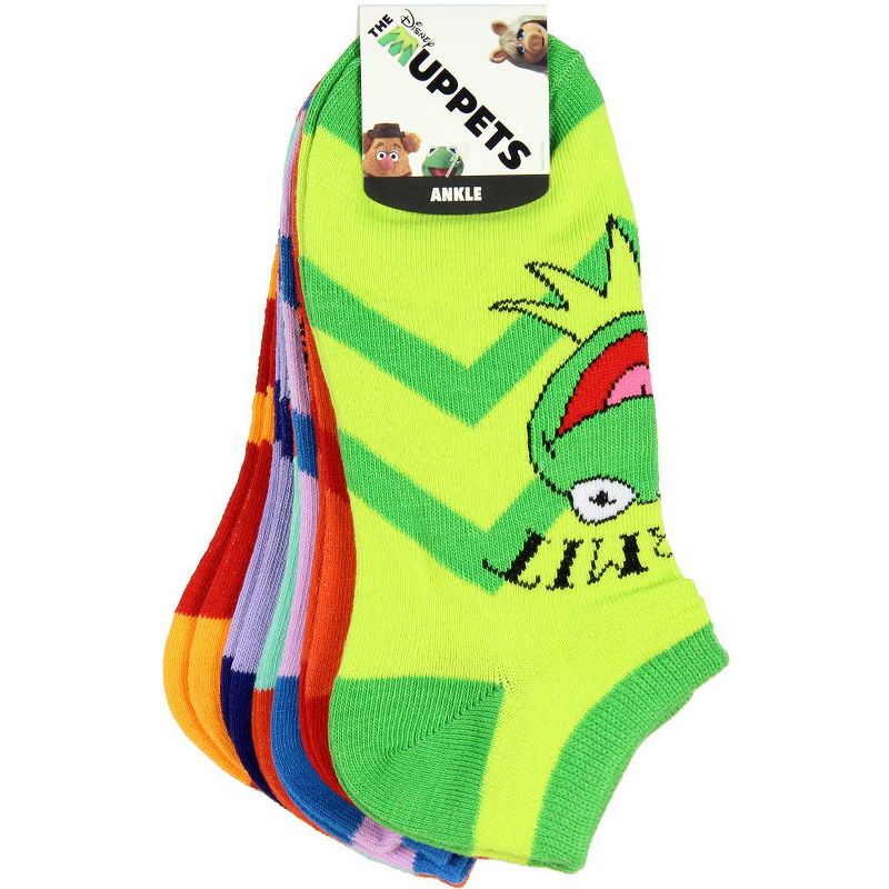 The Muppets Socks Adult Kermit Animal Miss Piggy Beaker Fozzie 6 Pack Ankle Socks Multicoloured, 3 of 5