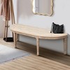 Half Moon French Vintage Bench, Tufted Fabric Upholstered Dining Bench,Ottoman Bench With Wood Legs,Entryway Bench-Cuddlewood - 3 of 4