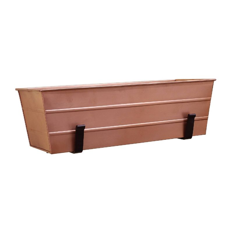24&#34; Wide Rectangular Copper Plated Medium Galvanized Steel Planter Box with Wall Brackets - ACHLA Designs, 1 of 7