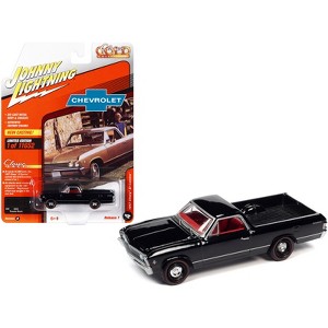 1967 Chevrolet El Camino Tuxedo Black with Red Interior Ltd Ed to 11652 pcs 1/64 Diecast Model Car by Johnny Lightning - 1 of 3