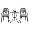 Outdoor Patio Furniture Sets Of 3, Cast Aluminum 2 Chairs And 1 Round Coffee Table With Umbrella Hole, Bistro Table Set - 2 of 4
