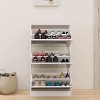 KTMBDW Shoe Cabinet for Entryway, White Narrow Shoe Storage Cabinet Flip Down Shoe Rack Wood 3 Tier Shoe Organizer for Home and Apartment, Mirror - 3 of 4