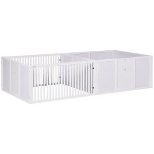 Skyzone Pinewood Dog Whelping Box with Removable Doors, 2-Room Puppy Playpen for Indoors, - 1 of 4