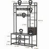5-in-1 Coat Rack, Hall Tree with Bench and Shoe Storage, Freestanding Entryway Bench with 5-Tier Open Shelves, Fabric Storage Basket and 12 Hooks - 4 of 4