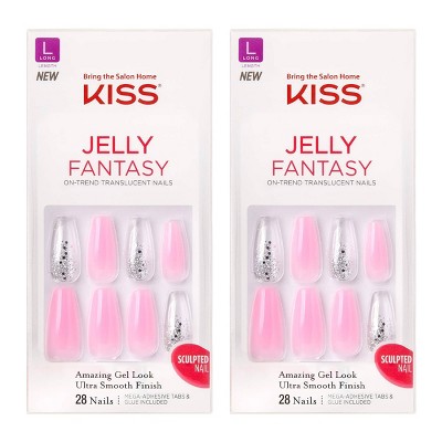 Kiss Jelly Fantasy Fake Nails - Pink - 2pk - 56ct