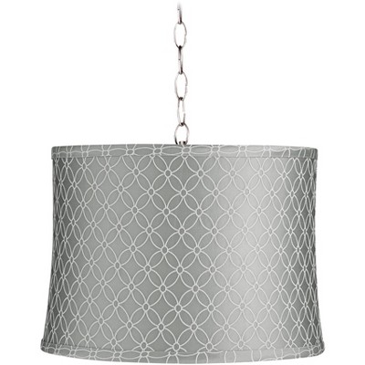 Possini Euro Design Gray An Qing 14" Wide Brushed Nickel Shaded Pendant Light