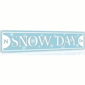 Lomsoe Snow Day Metal Tin Sign Christmas Plaque Sign Vintage Wall Decoration Home Bar Kitchen Cafe Bar Wall Art Sign 4x16 Inch Christmas Gift - 1 of 4
