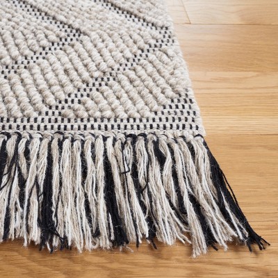 Ivory and Beige Handwoven Wool Cotton 3' x 5' Area Rug